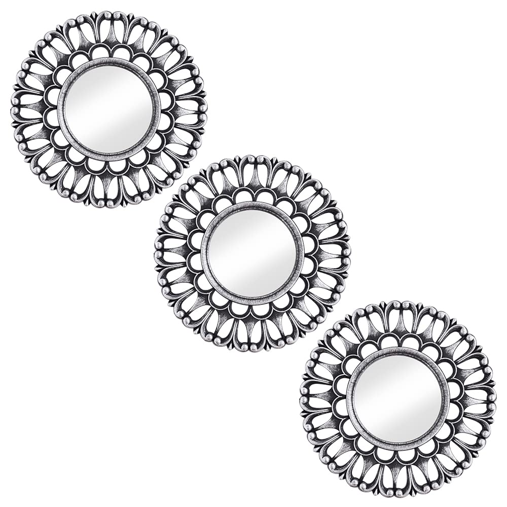 Set of 3 Round Decorative Wall Mirrors for Bedroom, Living Room & Bathroom | Circle Mirror Wall Decor | Stylish Home Accents