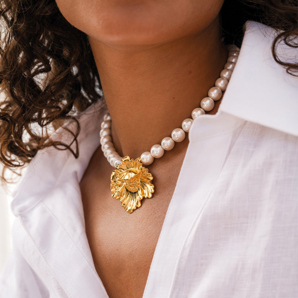Bib Pearl Choker Necklace - Elegant White Pearl Statement Jewelry for Women | Perfect for Weddings, Parties & Special Occasions