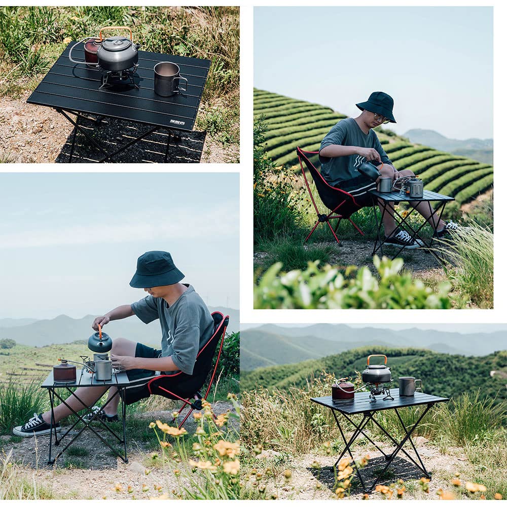 Portable Outdoor Folding Table and Chair Set - Lightweight Aluminum Alloy Camping Gear with Egg Roll Table & Stool - Perfect for Backpacking, Picnics, Beach Trips and Tailgating