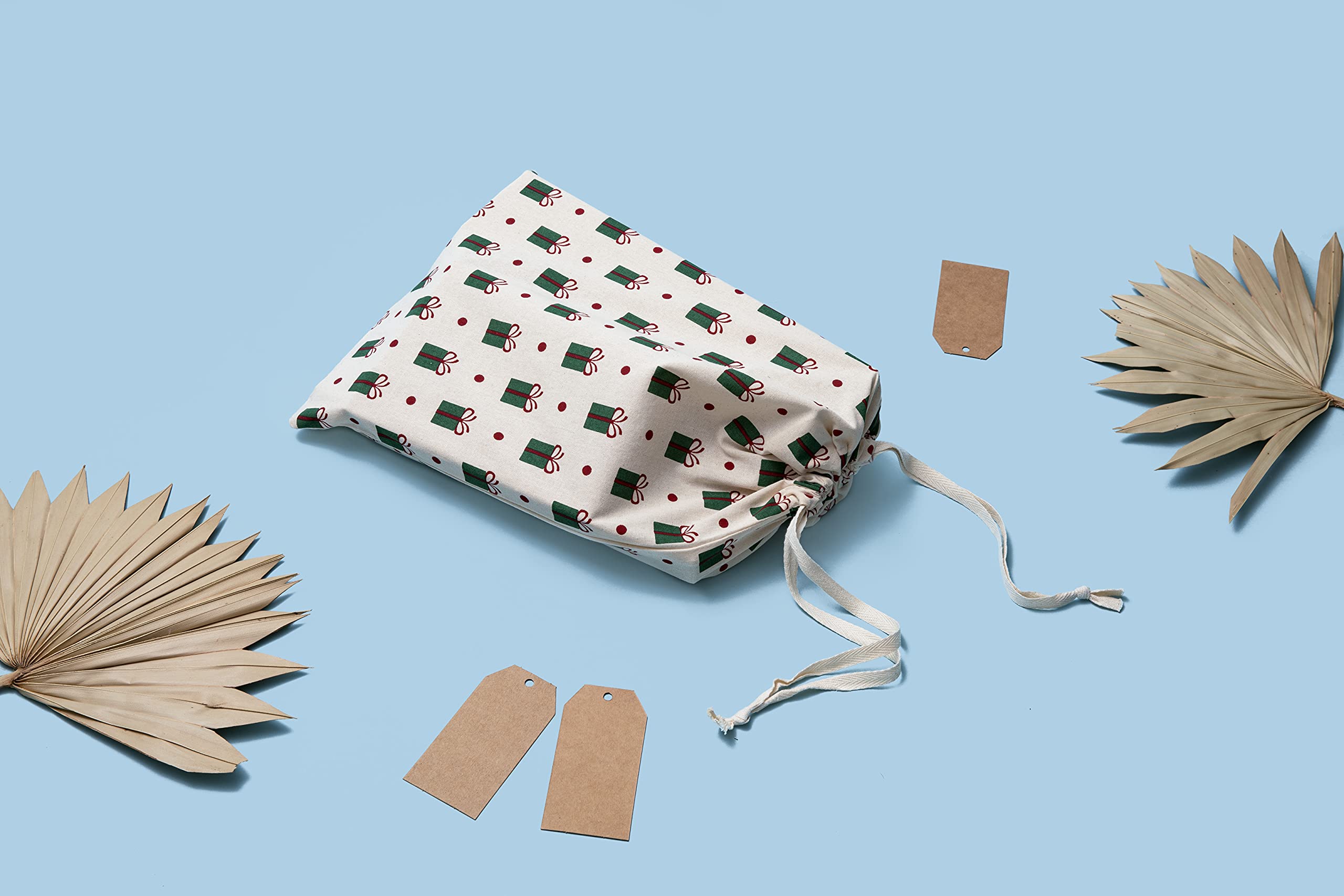 Eco-Friendly Reusable Cotton Gift Bags with Drawstring - 100% Organic Fabric for Christmas, Birthday & Wedding - Sustainable Holiday Gift Wrapping Alternative (4 Pack 8