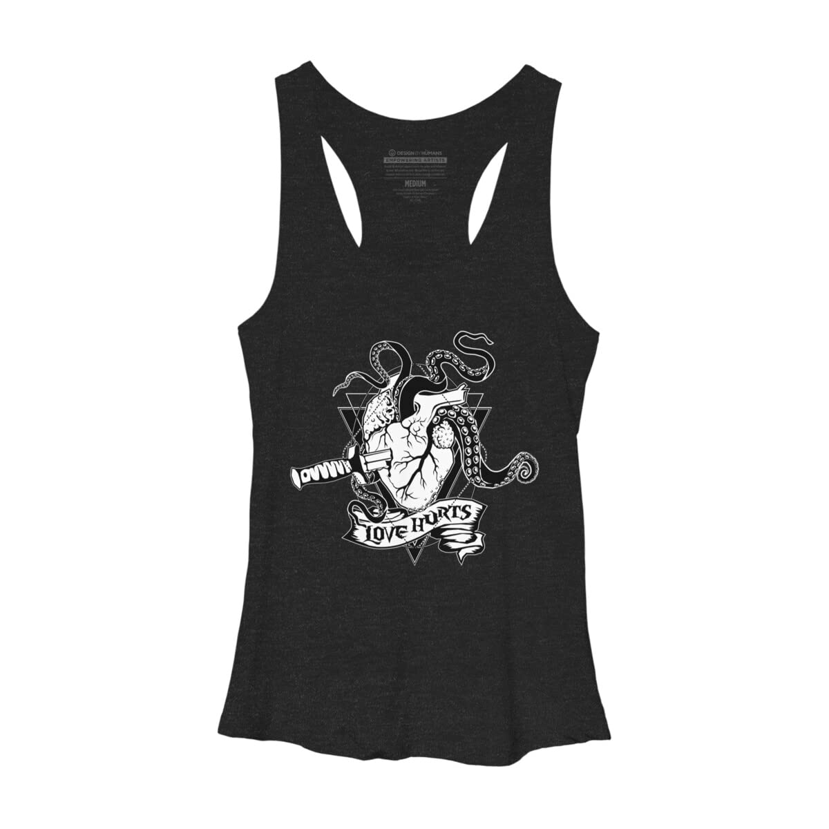 Design By Humans Women's Love Hurts The Monster Heart Racerback Tank Top - Valentine's Day Graphic Tee by vonKowen - Perfect for Casual Wear, Date Nights & Themed Parties