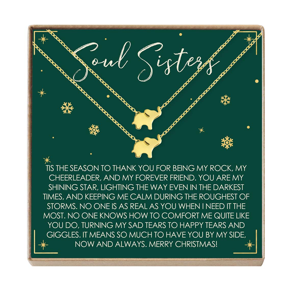 Soul Sisters Necklace - Best Friend Gift Jewelry for Long Distance Friendship, Forever Bond Heart Pendant with Greeting Card - Perfect Birthday, Christmas & Holiday Present for Her | Sister Jewelry for Matching, Anniversaries & Special Occasions