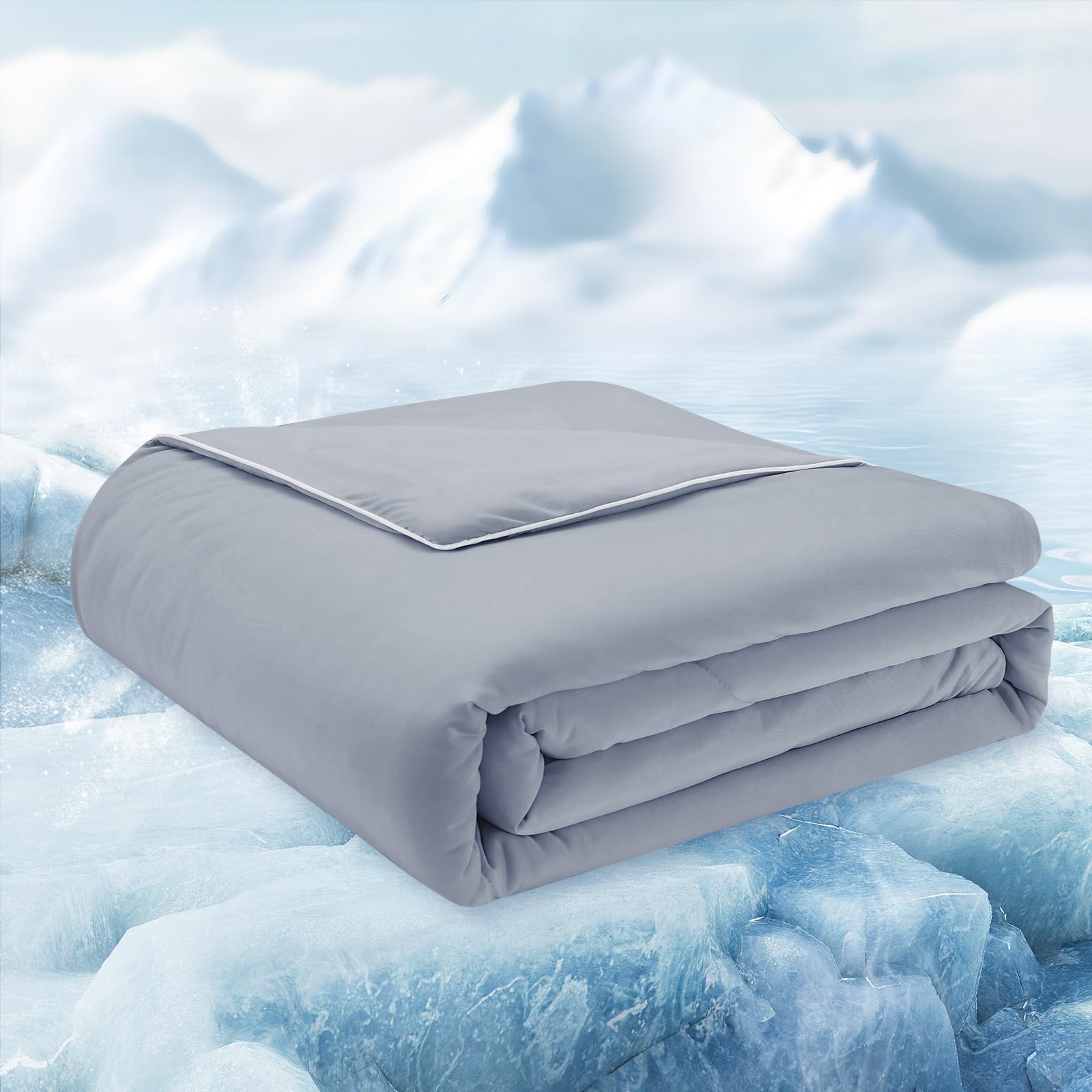 Cooling Comforter Queen Size 90x90 Inches - Lightweight Summer Blanket for Hot Sleepers, Breathable & Temperature Regulating Bedding in Dark Grey - Perfect for Night Sweats Relief & Hot Summer Nights