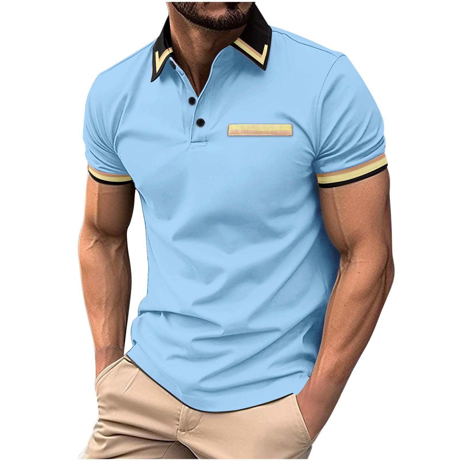 Men's Short Sleeve Polo Shirts - Breathable Summer Casual Button Up Golf Shirts for Work & Outdoor Activities | Perfect for Dads, Guys & Office Wear