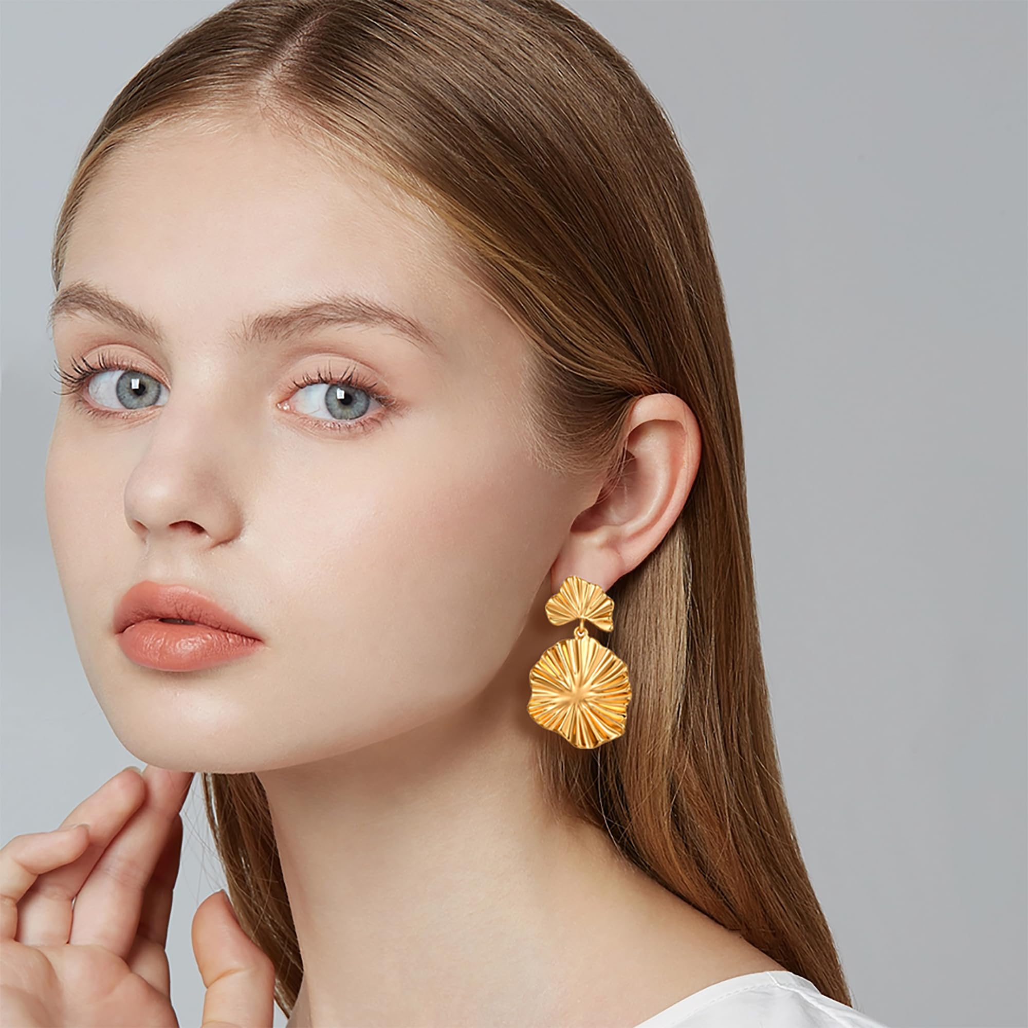 Gold Leaf Dangle Earrings for Women - Silver Two-Tone Fashion Jewelry | Elegant Statement Earrings for Parties, Weddings & Everyday Wear