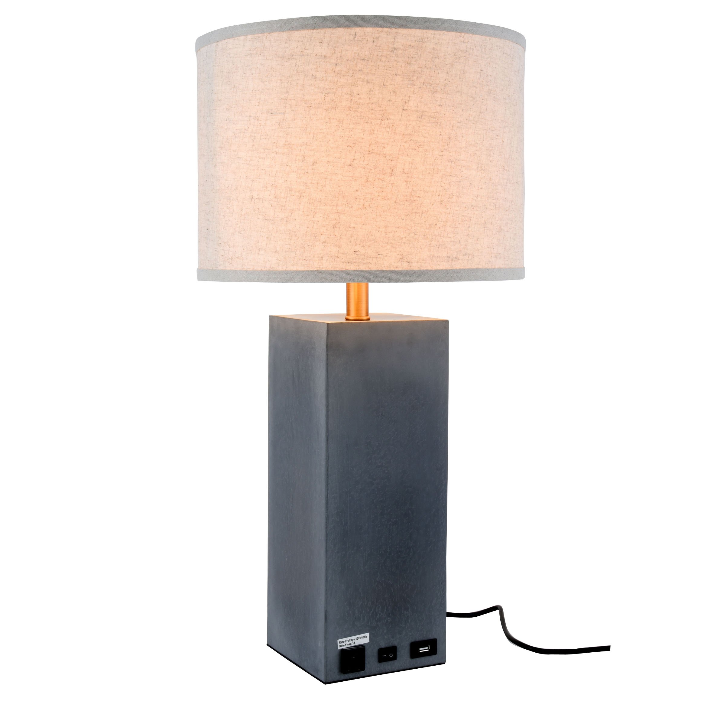 Concrete Table Lamp with Linen Shade - 27
