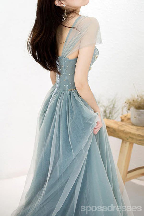 Elegant Blue A-Line Off-Shoulder Long Prom Dress for Women | Formal Evening Party Gown | Homecoming, Wedding, Quinceañera, Ball Gown | Style 12706