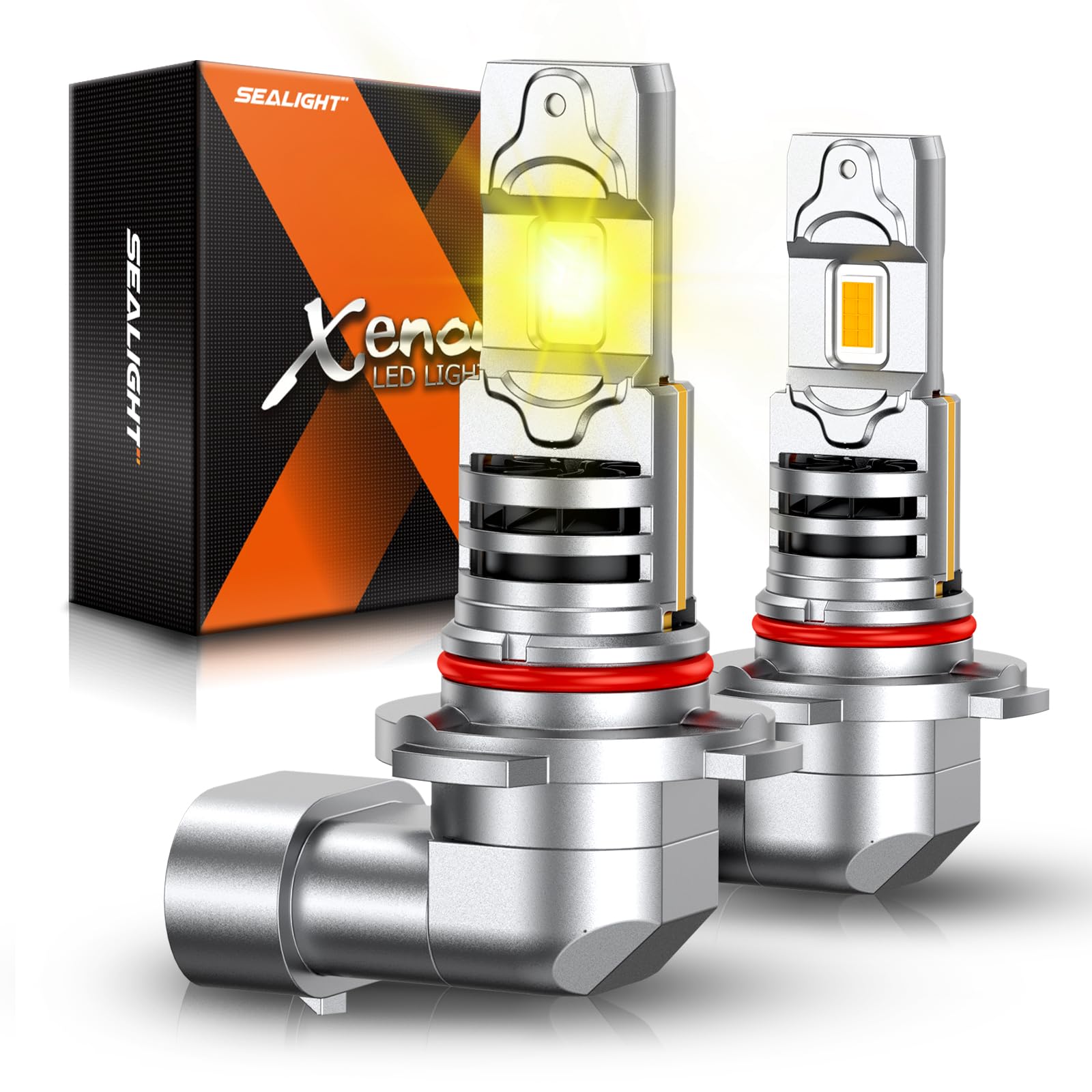 SEALIGHT H10 3500K Yellow Fog Light Bulbs - 9145 9140 9040 9045 Compatible with Cooling Fan, Amber Fog Lamps, Plug & Play in 3 Minutes (Pack of 2) - Perfect for Off-Roading, Bad Weather & Night Driving