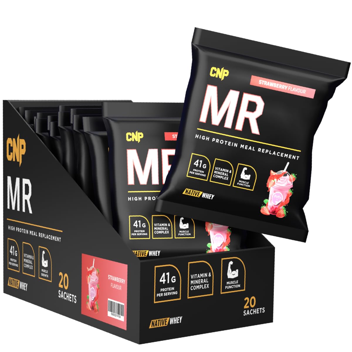 Dorian Yates Pro-M.R. Advanced Protein Meal Replacement Powder - Wild Strawberry Flavor, 2.54oz Single Serve Packets (20 Count) | Post-Workout Recovery & Weight Management Supplement for Athletes & Fitness Enthusiasts