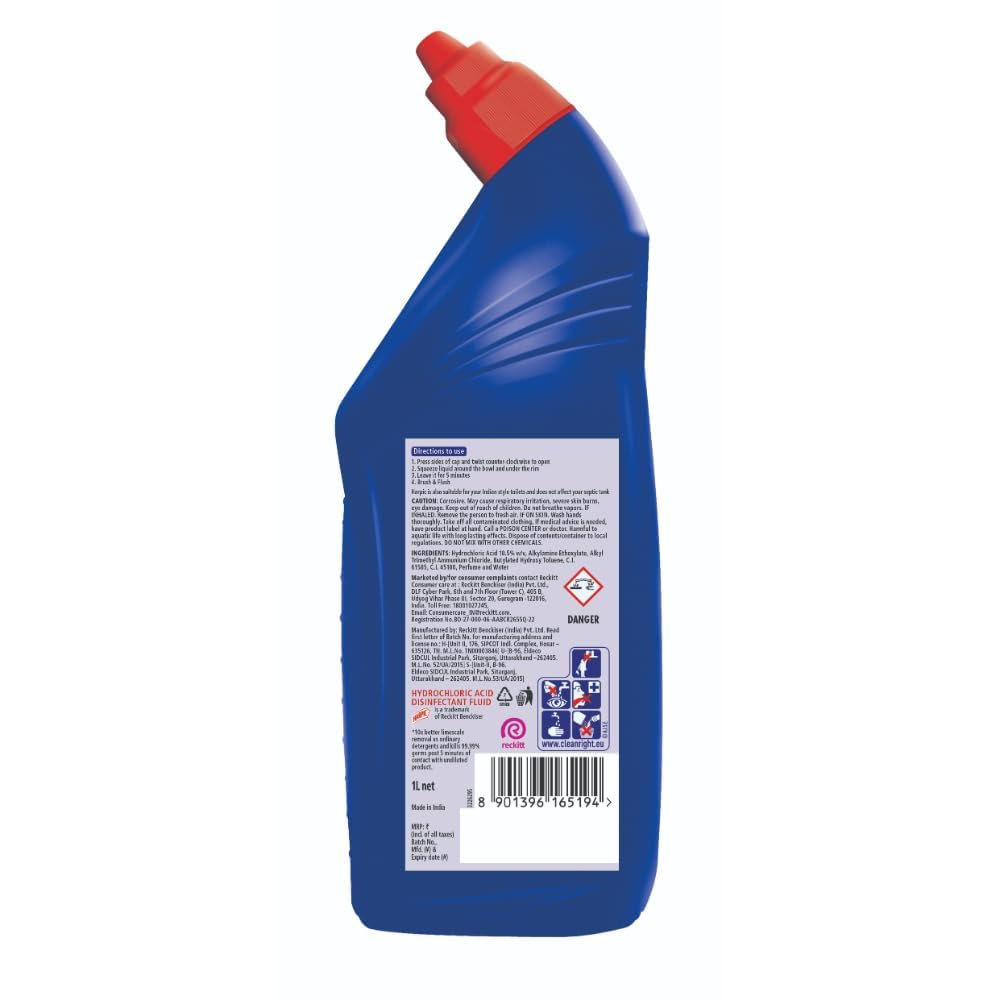 Harpic Lemon Disinfectant Bathroom Cleaner & Toilet Cleaner Liquid - 2 x 1L Pack | Kills 99.9% Germs | Fresh Lemon Scent | For Bathroom, Toilet, Sink & Tile Cleaning | Fast Stain Removal | Leaves No Residue