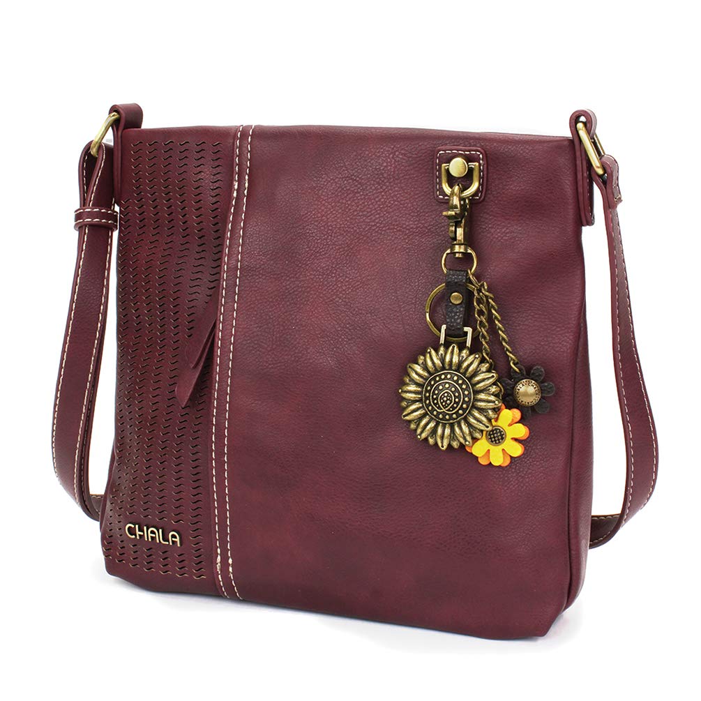 CHALA Laser Cut Crossbody Purse - Faux Leather Handbag for Women - Stylish Plum Shoulder Bag for Daily Use, Travel & Shopping