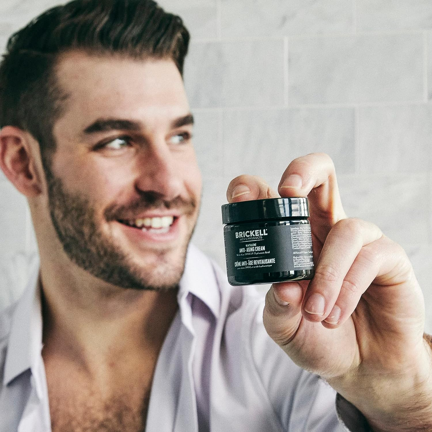 Brickell Men's Anti-Aging Face Cream for Wrinkles & Firming - Natural Skincare for Men - Daily Moisturizer for Youthful Skin | Gym, Office & Travel Use