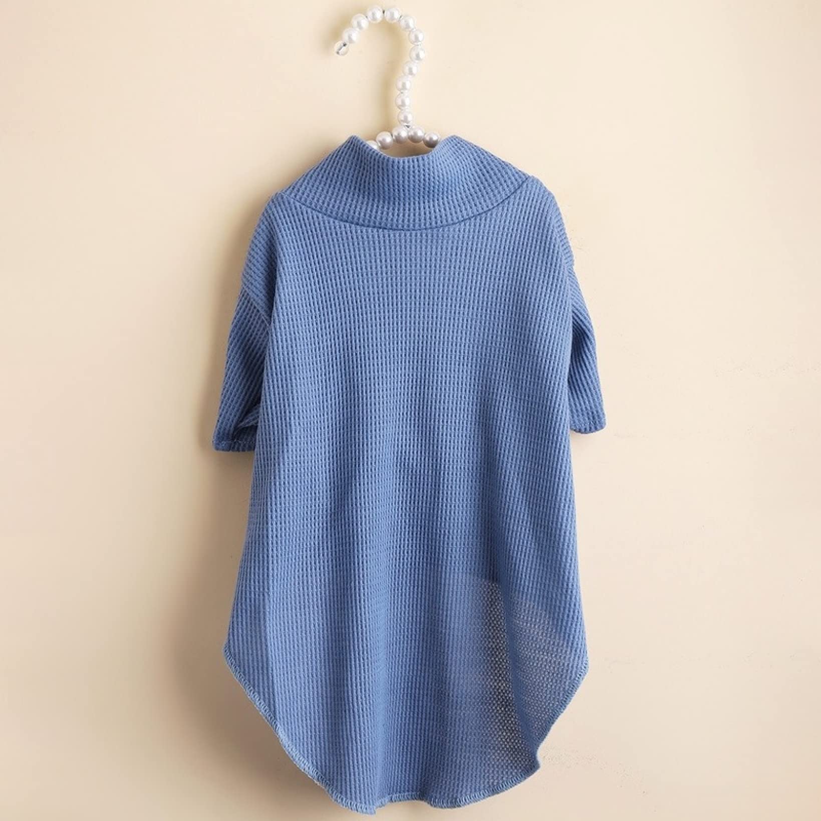 Breathable Soft Solid Color Dog Hoodie - Cute Pet Clothes for Spring & Autumn | Fashionable Dog Shirt in Blue for Daily Walks & Outdoor Adventures
