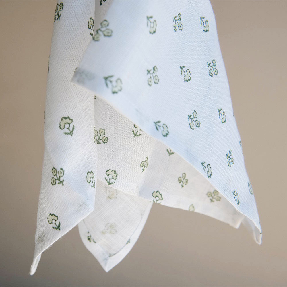 Handmade Block Printed Linen Napkin Set - Eco-Friendly Green Cotton Table Linens for Dinner Party, Wedding & Home Decor