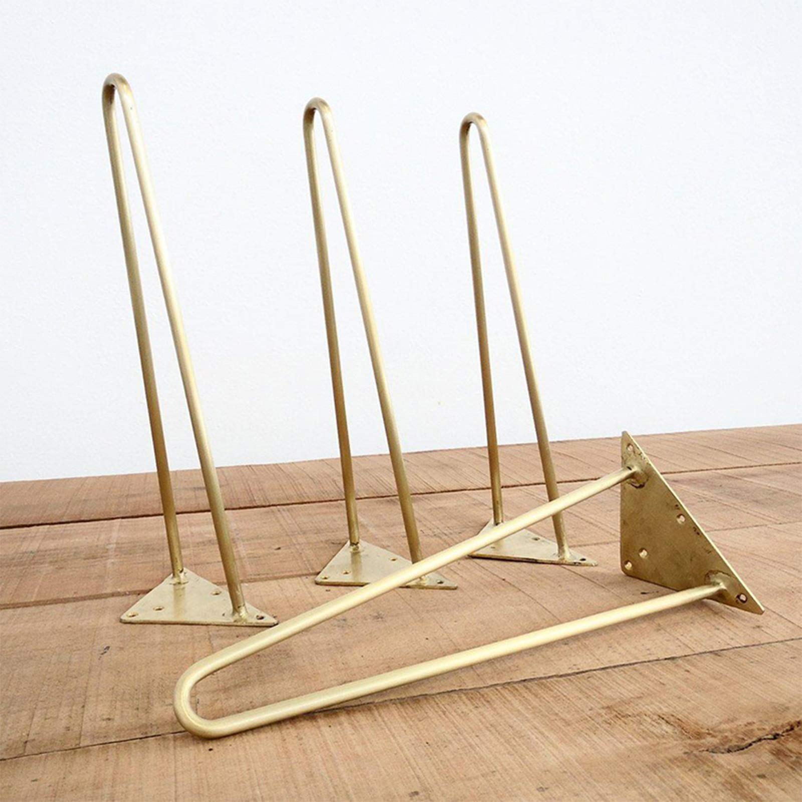 LONUBS 60cm Gold Triangle Hairpin Legs - Metal Table Legs for Coffee Table, Dining Table, Designer Desk - Sturdy Wrought Iron Furniture Legs for Modern Home & Office Decor