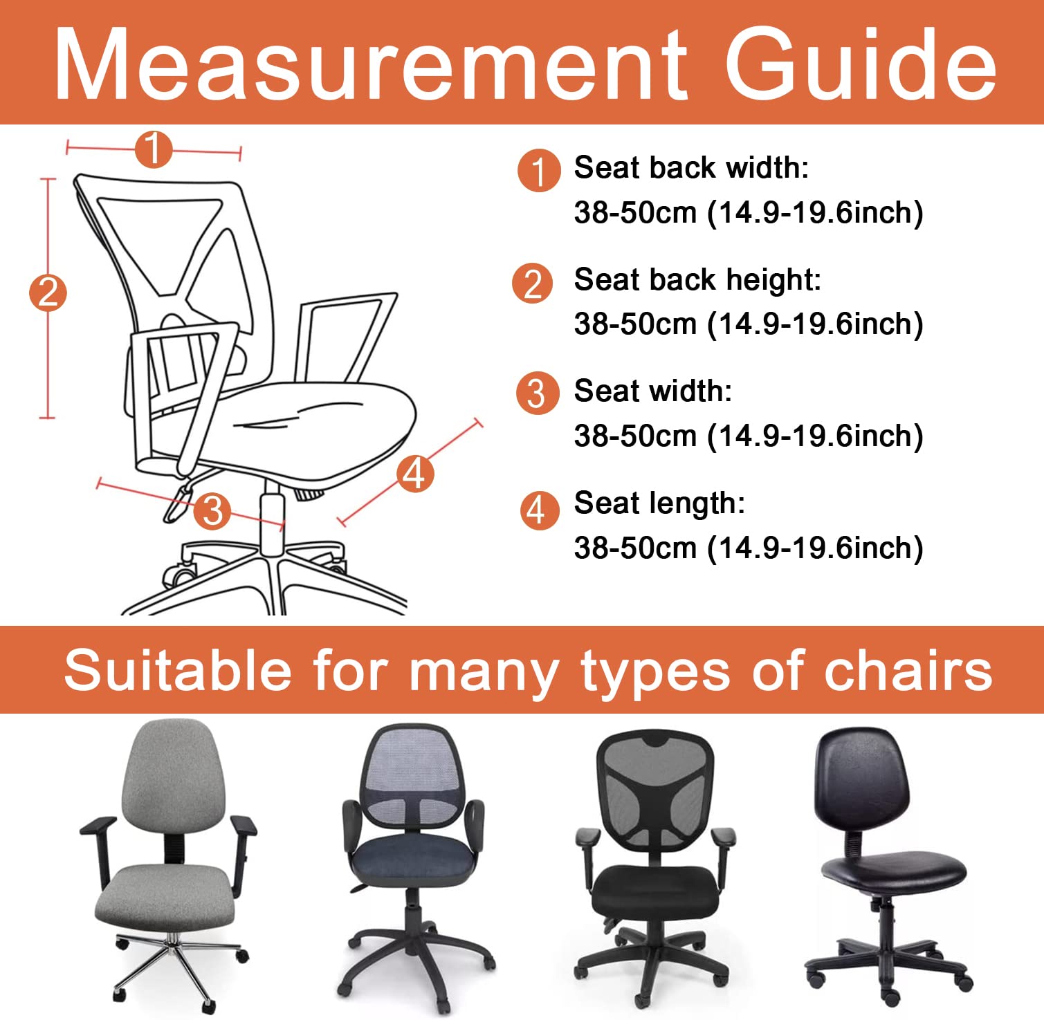 YOPOIY PU Leather Office Chair Cover - Waterproof & Stretchable Computer Chair Slipcover, Universal Removable Chair Protector for Home & Office (Khaki, One Size) - Perfect for Workspaces, Conference Rooms & Gaming Setups