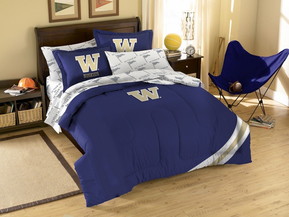 NCAA Team Logo Full Bedding Set - Comforter, Sheet Set & Pillowcases - College Sports Fan Dorm Room Decor for Men & Women