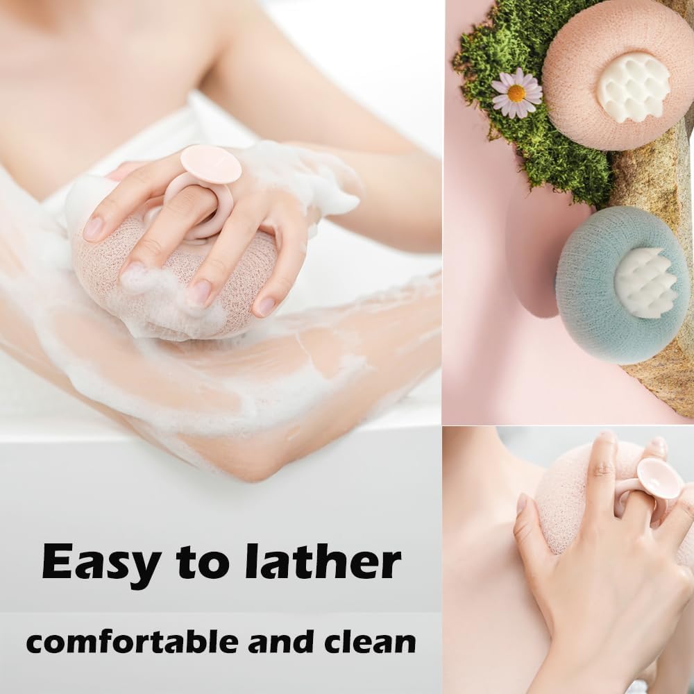 Super Soft Exfoliating Bath Sponge Brush with Suction Cup - Gentle Massage & Skin Cleansing for Women & Men (2-Pack, Multicolor) - Perfect for Shower, Bath & Body Scrub