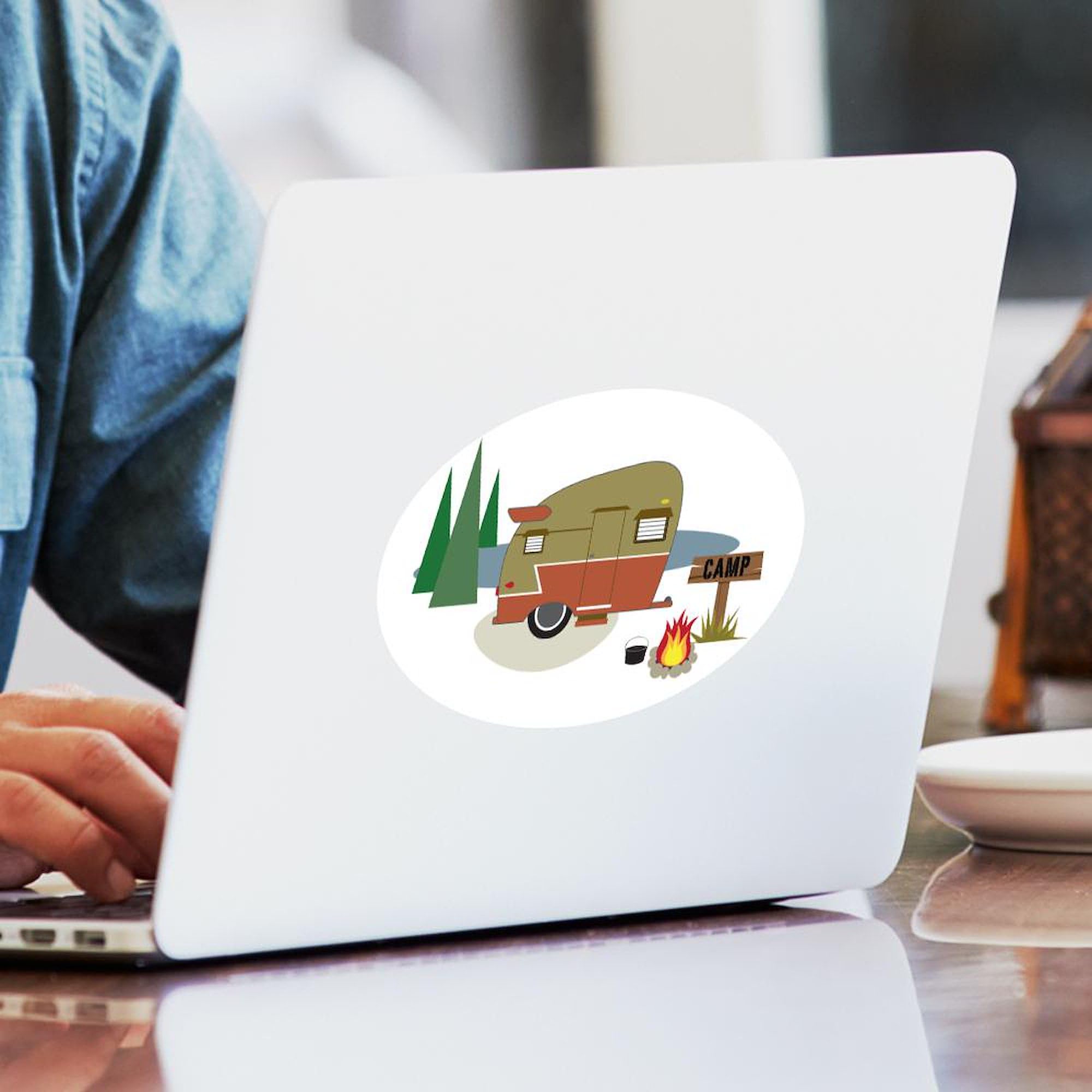 Camping Trailer Sticker - Oval Car Bumper Decal for RV, Truck & SUV - Waterproof Vinyl Outdoor Adventure Sticker for Campers, Travel Enthusiasts & Road Trips