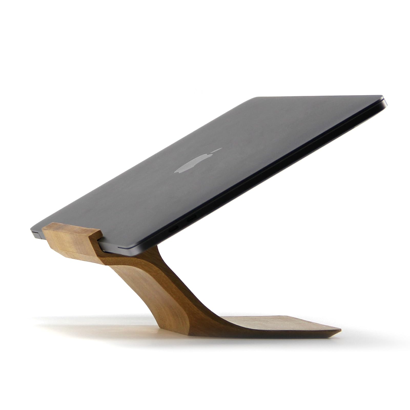 XDK Wooden Laptop Stand for Desk - Ergonomic Adjustable Riser for MacBook, Notebook & Aluminum Laptops up to 15 Inches - Portable Computer Holder for Home Office, Workstation & Coffee Shop Use