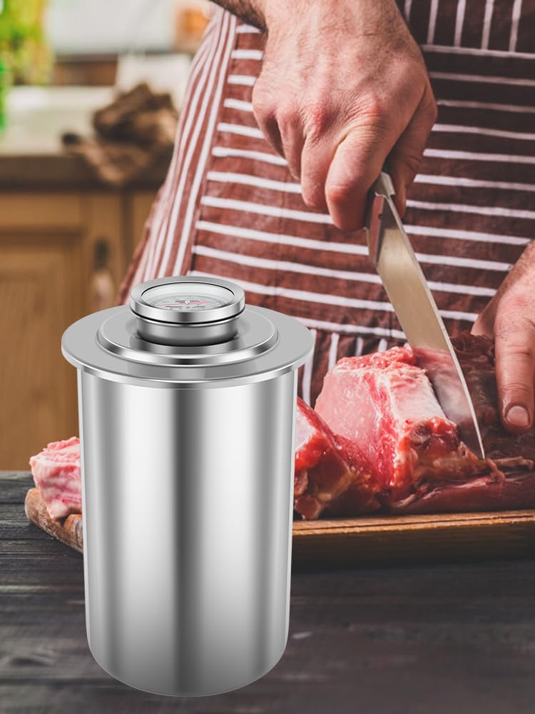 Stainless Steel Ham Press Maker with Thermometer - Round Shape Meat Press Machine for Bacon, Sausage & Gourmet Cooking - Perfect for Home Kitchens, BBQ Parties & Restaurant Food Preparation