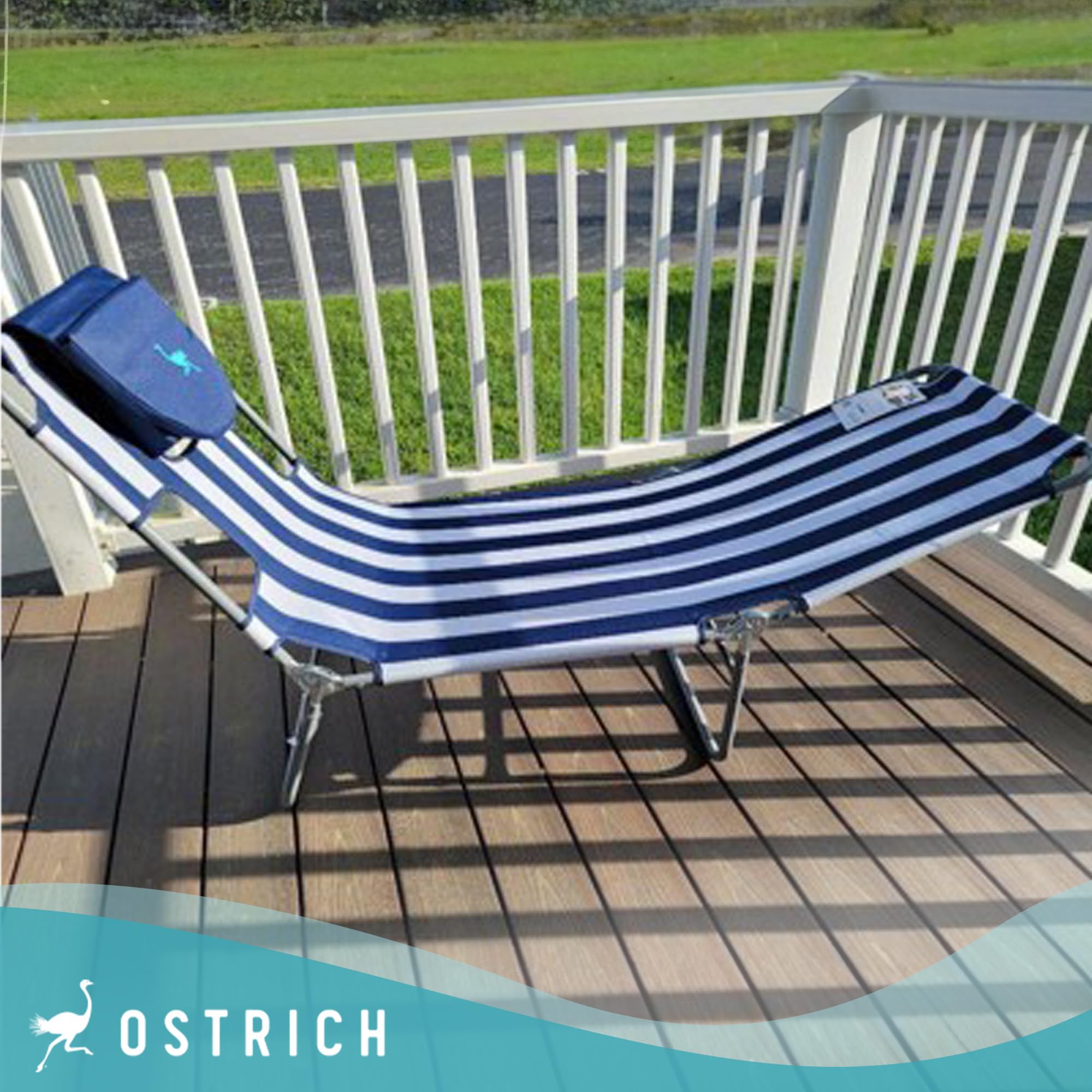 Premium Ostrich Chaise Lounge - Foldable Portable Sun Lounger for Beach, Poolside & Outdoor Relaxation (3-Pack) - Perfect for Vacation, Backyard & Patio Use