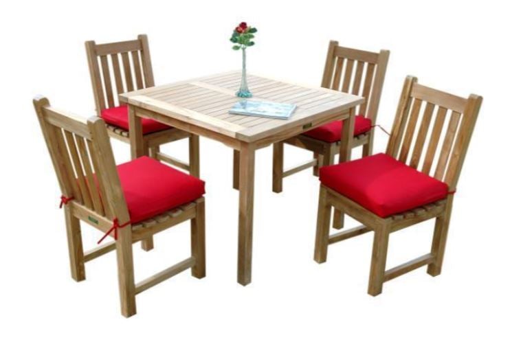 Anderson Teak Bahama Classic 5-Piece Outdoor Dining Set - Weather-Resistant Patio Furniture for Backyard, Poolside & Garden Use