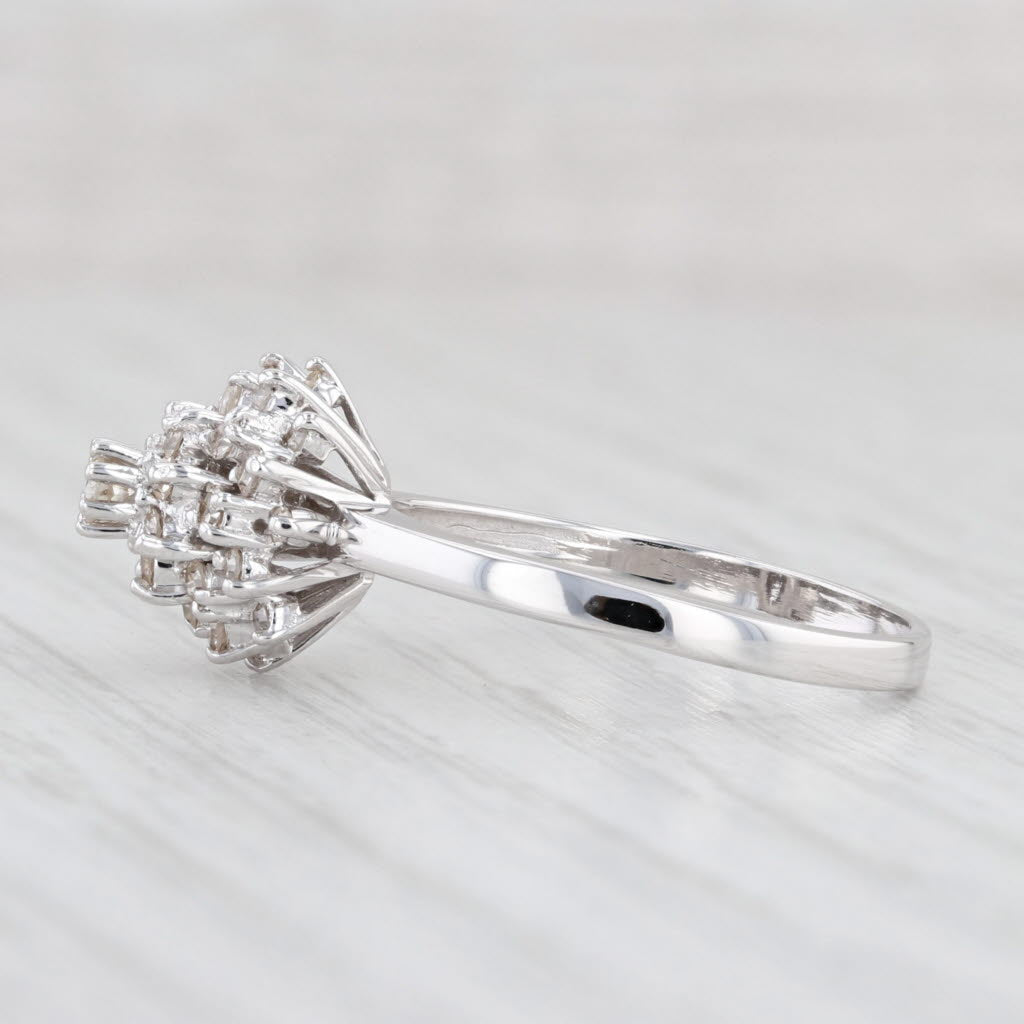 0.35ctw Diamond Cluster Engagement Ring in 14k White Gold - Size 7 | Elegant Wedding Band, Anniversary Gift for Her, Perfect Proposal Jewelry for Brides