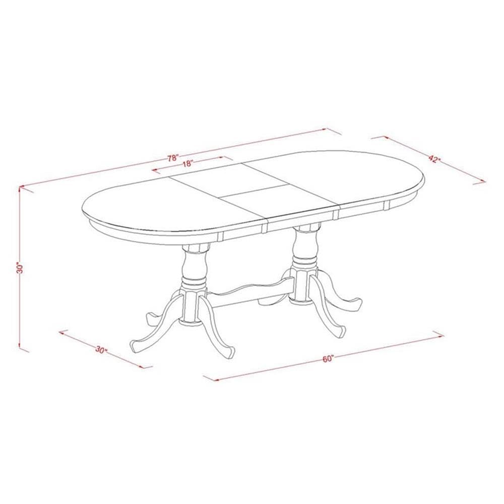 East West Furniture Oval Dining Table Set with 18 Leaf Extension & Double X Back Chairs - 9 Piece Asian Hardwood Dining Set in Buttermilk and Cherry Finish - Perfect for Family Gatherings, Dinner Parties & Formal Dining Rooms