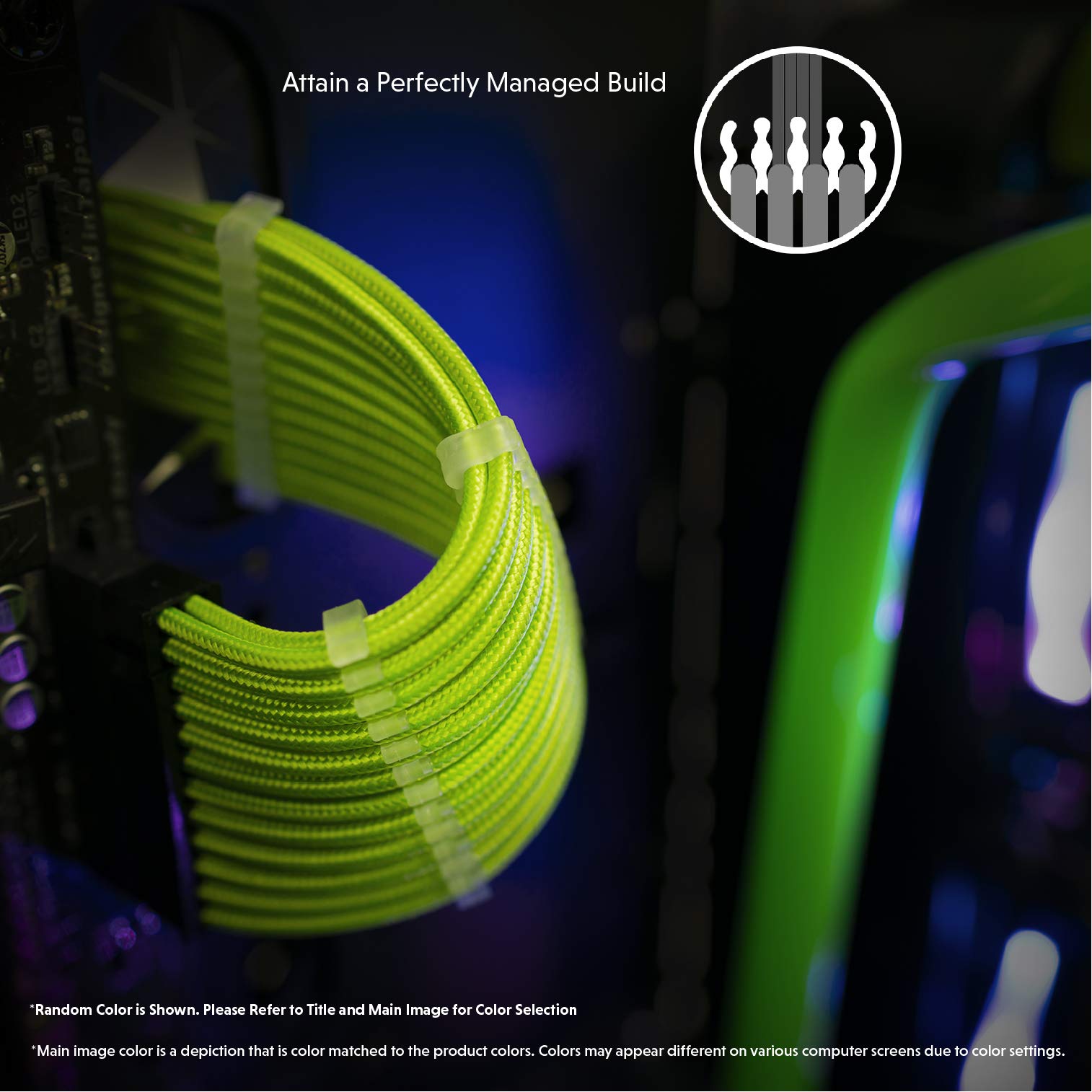 LINKUP AVA 50cm EPS 4 Pin CPU ATX Motherboard PSU Power Supply Braided Sleeved Custom Mod PC Extension Cable with Combs - Strong & Stiff Design - Single Pack 500mm Purple Black - Perfect for Gaming PC Builds, Custom Cable Management & Aesthetic PC Mods