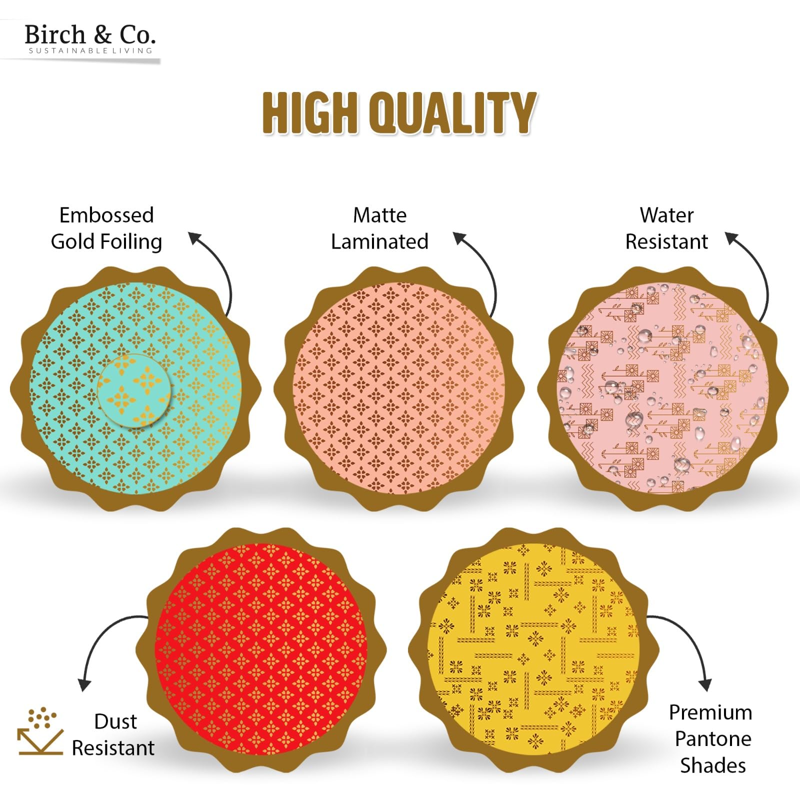 Birch & Co. Premium Gift Wrapping Paper Set - 6 Assorted Designs for Birthday, Christmas & Holiday Presents - Elegant Gift Wrap Rolls & Sheets for All Occasions