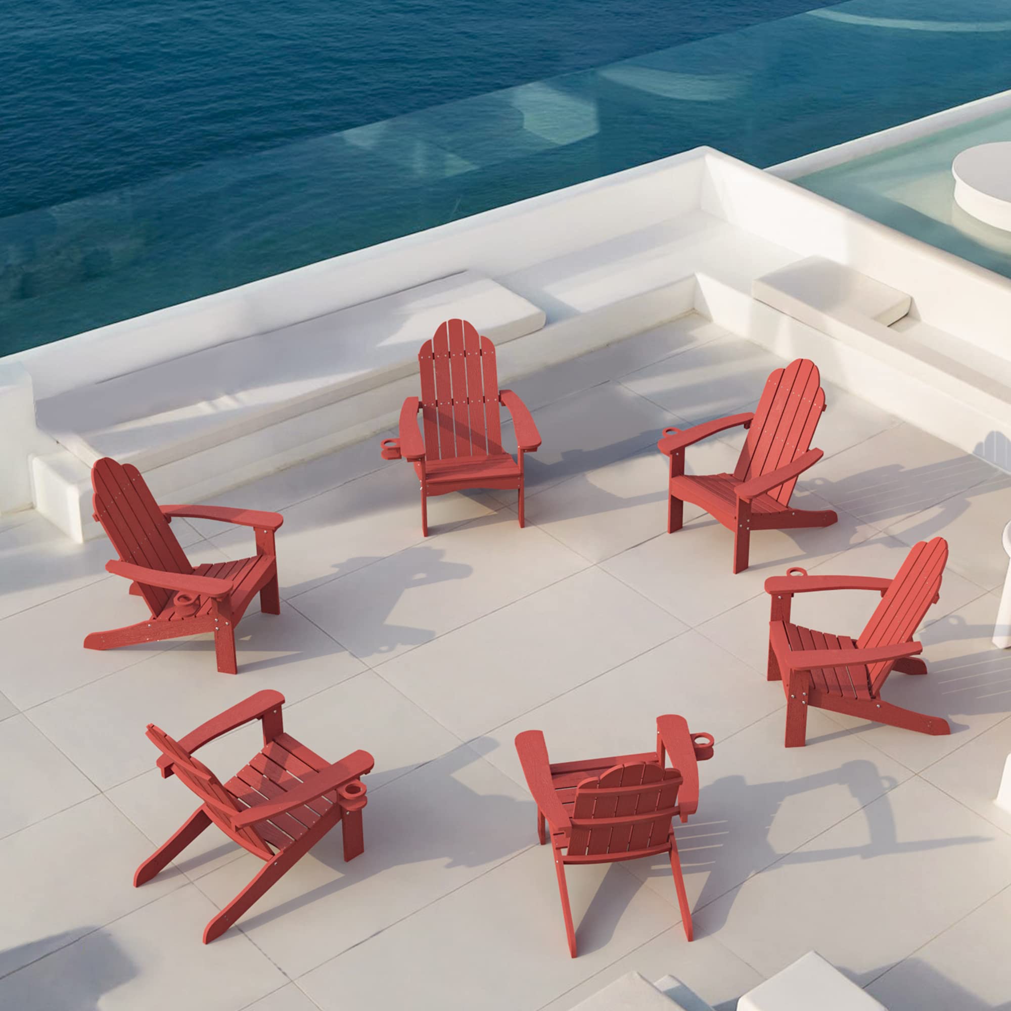 Premium LUE BONA HDPS Adirondack Chairs Set of 2 - Heavy Duty 350LBS Capacity Weather-Resistant Outdoor Plastic Chairs with Cup Holder for Patio, Deck, Porch & Backyard - Perfect for Campfires, BBQs & Relaxing Outdoors