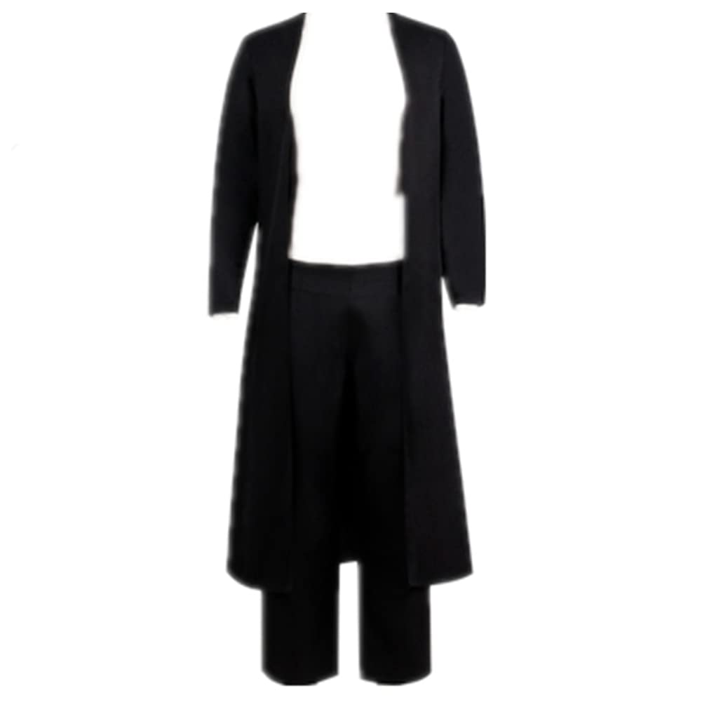 Tenjiku Black Trench Cosplay Costume Set with Short Wig - Anime Uniform Outfit for Halloween, Convention & Cosplay Events