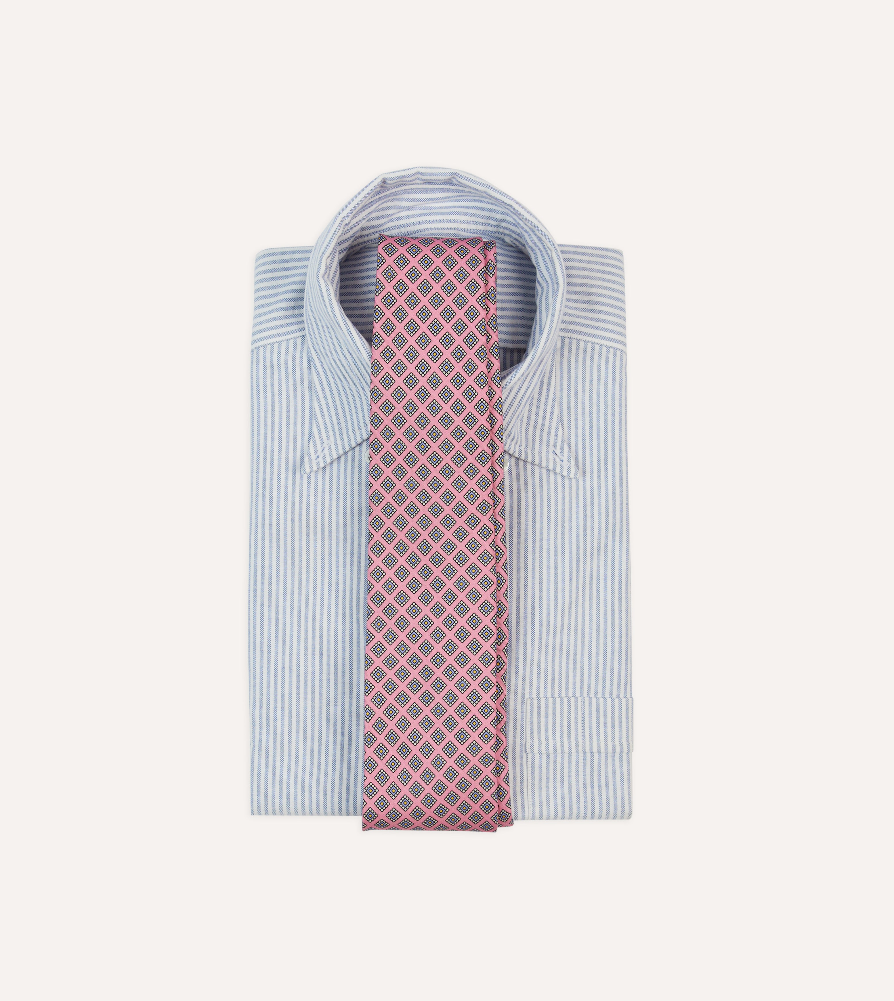 Elegant Pink Square Medallion Self-Tipped Silk Tie for Men - Perfect for Weddings, Business Meetings & Formal Events