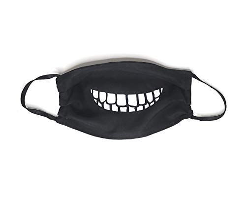 Reusable & Washable Cotton Skeleton Teeth Face Mask - 6in x 9in Handmade Mouth Cover for Halloween, Cosplay & Costume Parties