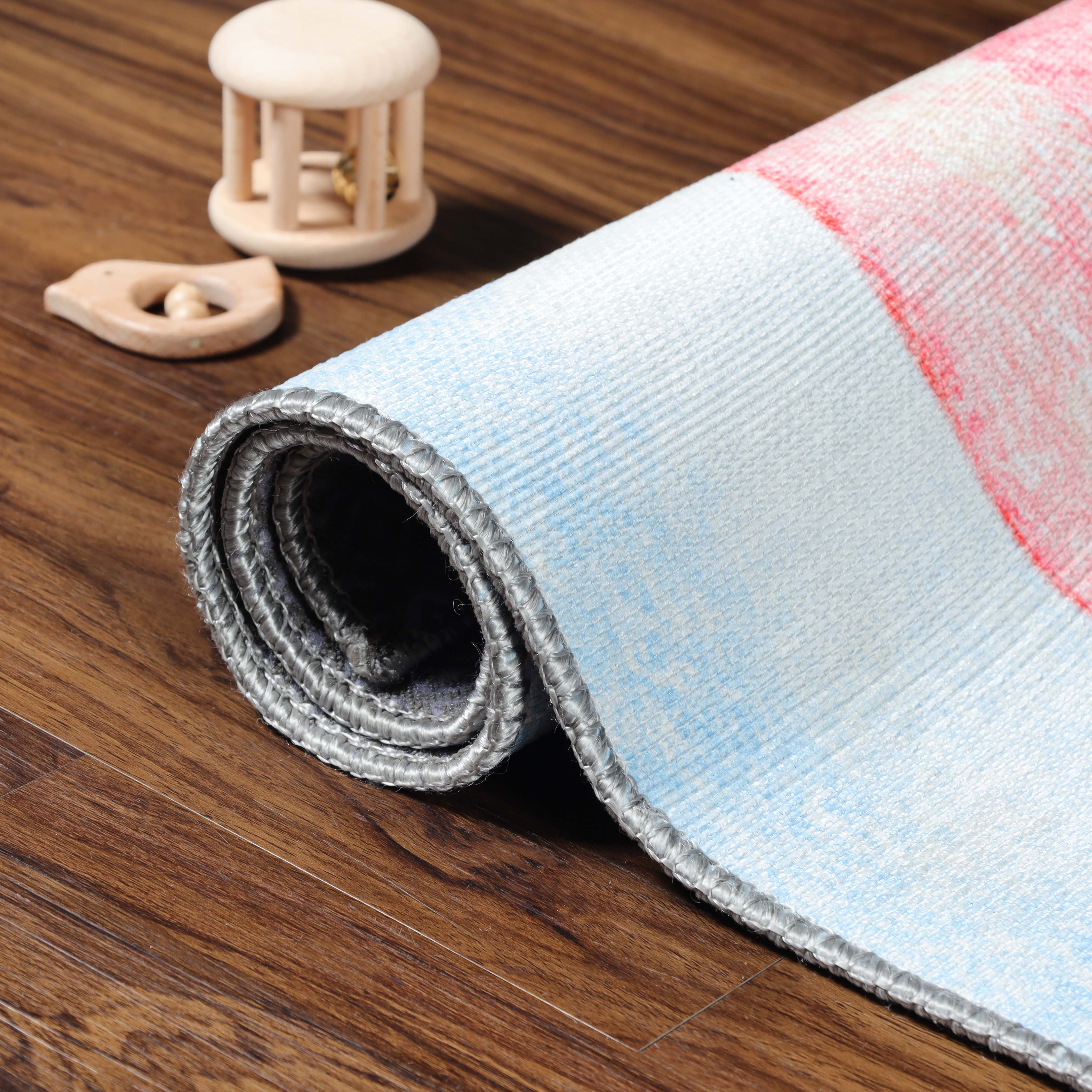 Vibrant Elephant Non-Slip Kids Playroom Rug - Soft & Safe Floor Mat for Nursery, Bedroom, and Play Areas