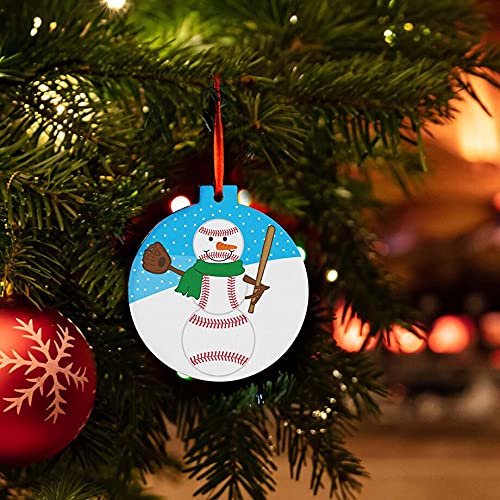 Hand-Painted Snowman Baseball Christmas Ornament - Ceramic Holiday Tree Decor for Xmas, Winter & Sports Fans - Perfect for Gifts, Home & Office Decor