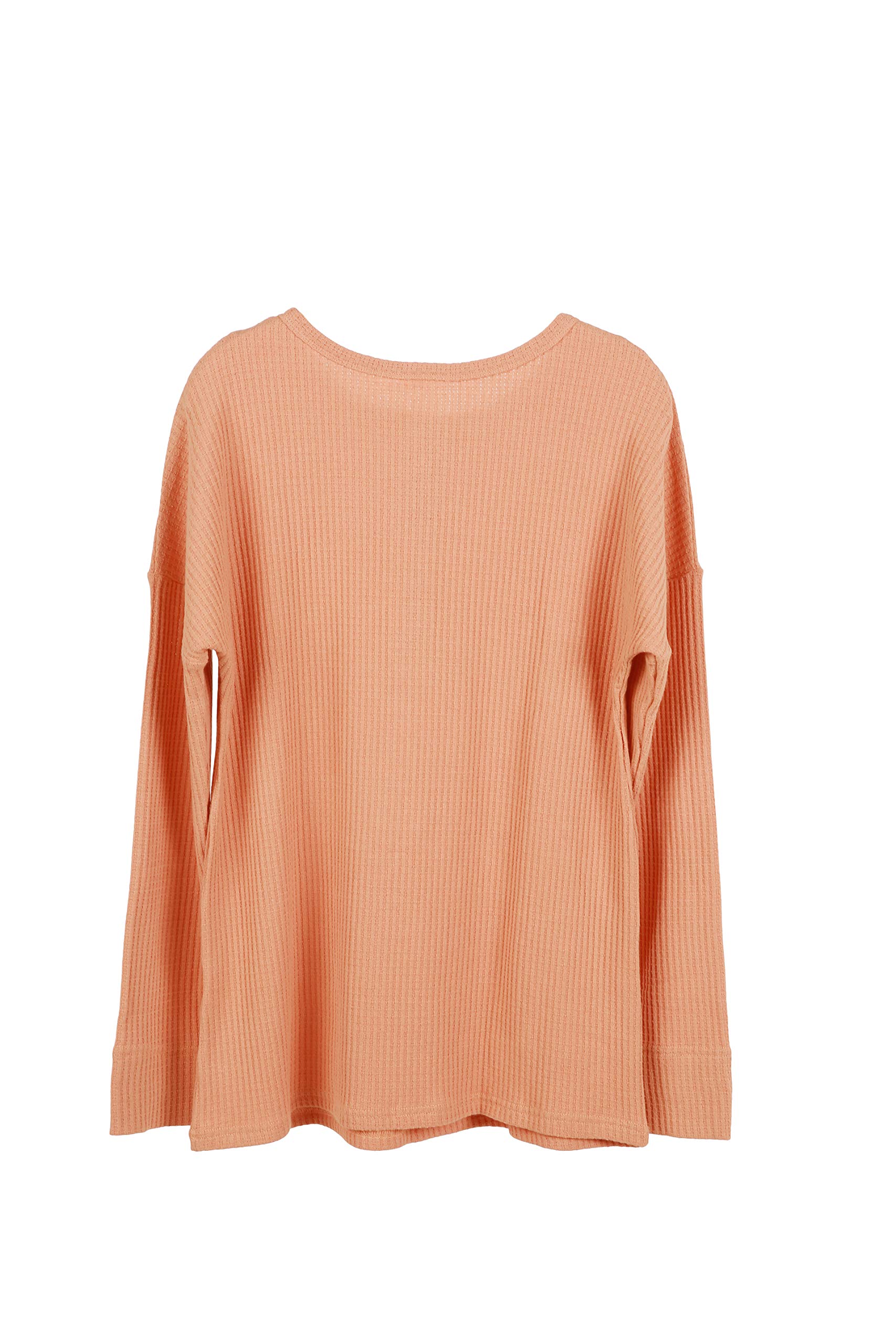 Women's Henley Shirts V-Neck Long Sleeve Button Down Tops - Soft Waffle Knit Thermal Tees for Fall & Winter - Perfect for Casual Wear, Layering and Outdoor Activities