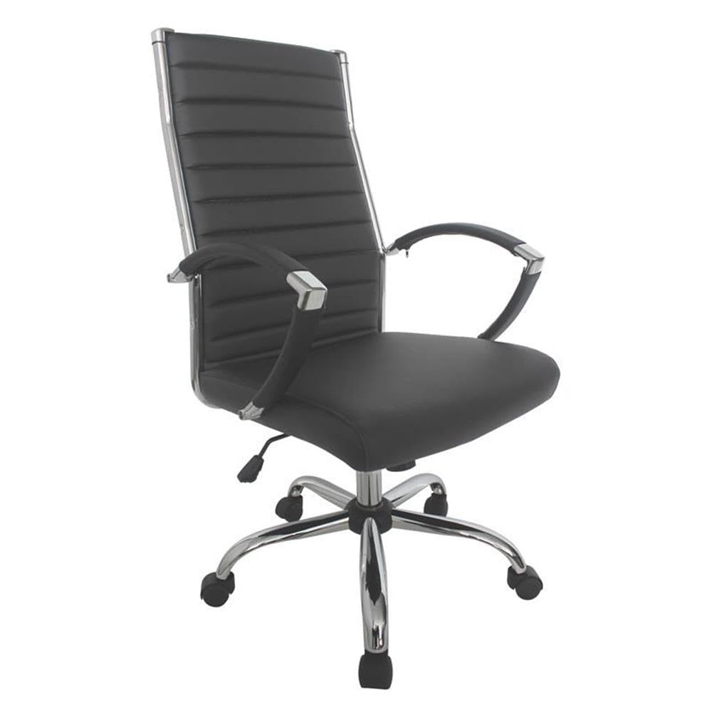 Furniture of America Damse Faux Leather Large Adjustable Office Chair in Gray - Ergonomic Executive Desk Chair for Home & Business Workspaces