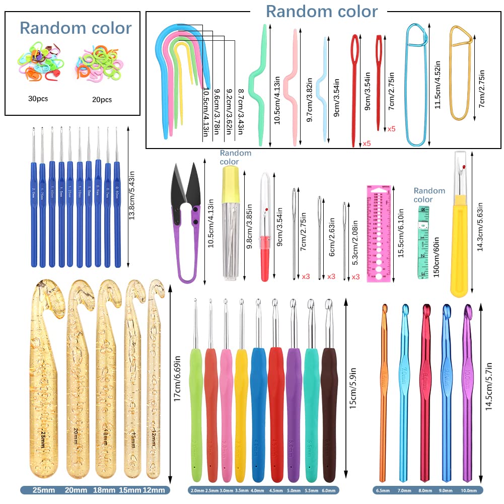 116 PCS Ergonomic Crochet Hook Set with Storage Case - Complete Crochet Kit with Needles, Accessories & Stitch Markers for Beginners | Perfect for DIY Yarn Crafts, Knitting Projects & Handmade Gifts