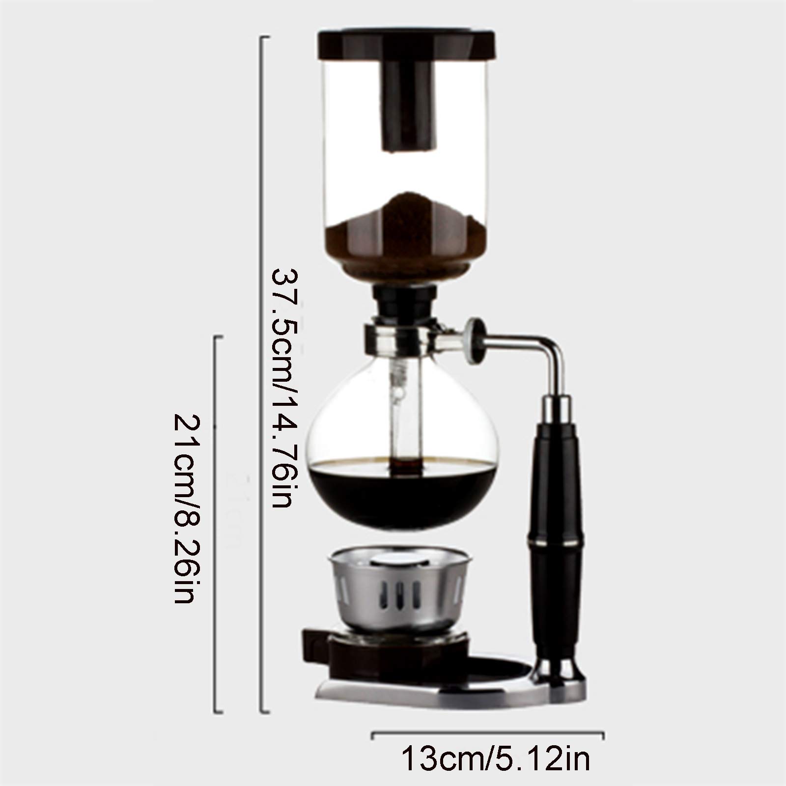 Premium 3-5 Cup Glass Syphon Coffee Maker - Vacuum Brewing System with Extended Handle for Perfect Coffee & Tea | Ideal for Home Baristas, Coffee Enthusiasts & Gift Giving