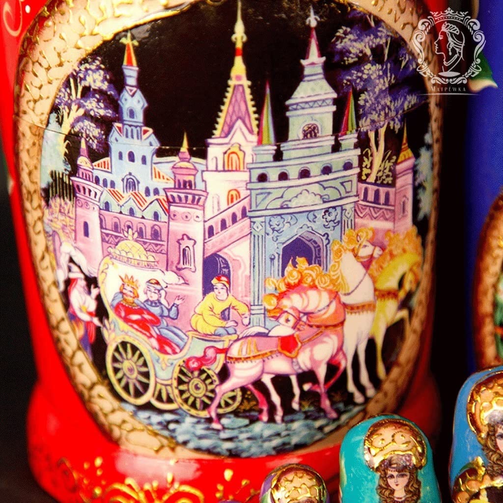 Hand-Painted Russian Nesting Dolls - 10-Piece Wooden Matryoshka Babushka Set - Traditional Folk Art Home Decor, Collectible Gift for Christmas, Halloween & Birthdays - Perfect for Shelf Displays, Themed Parties & Cultural Gifting
