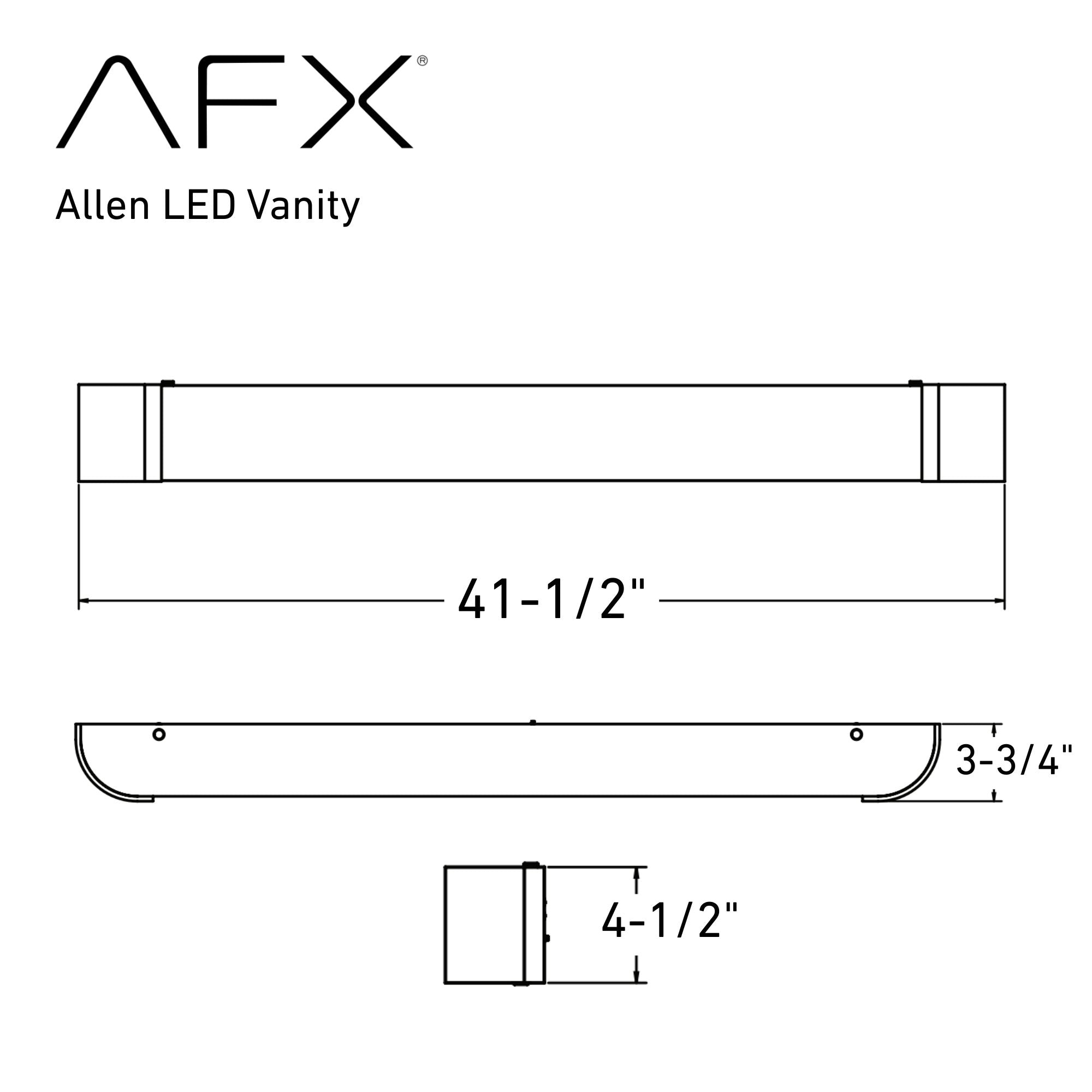 Allen 42 LED Vanity Mirror with Adjustable Brightness - Satin Nickel Finish for Makeup, Shaving & Skincare | Perfect for Bathroom, Dressing Room & Salon