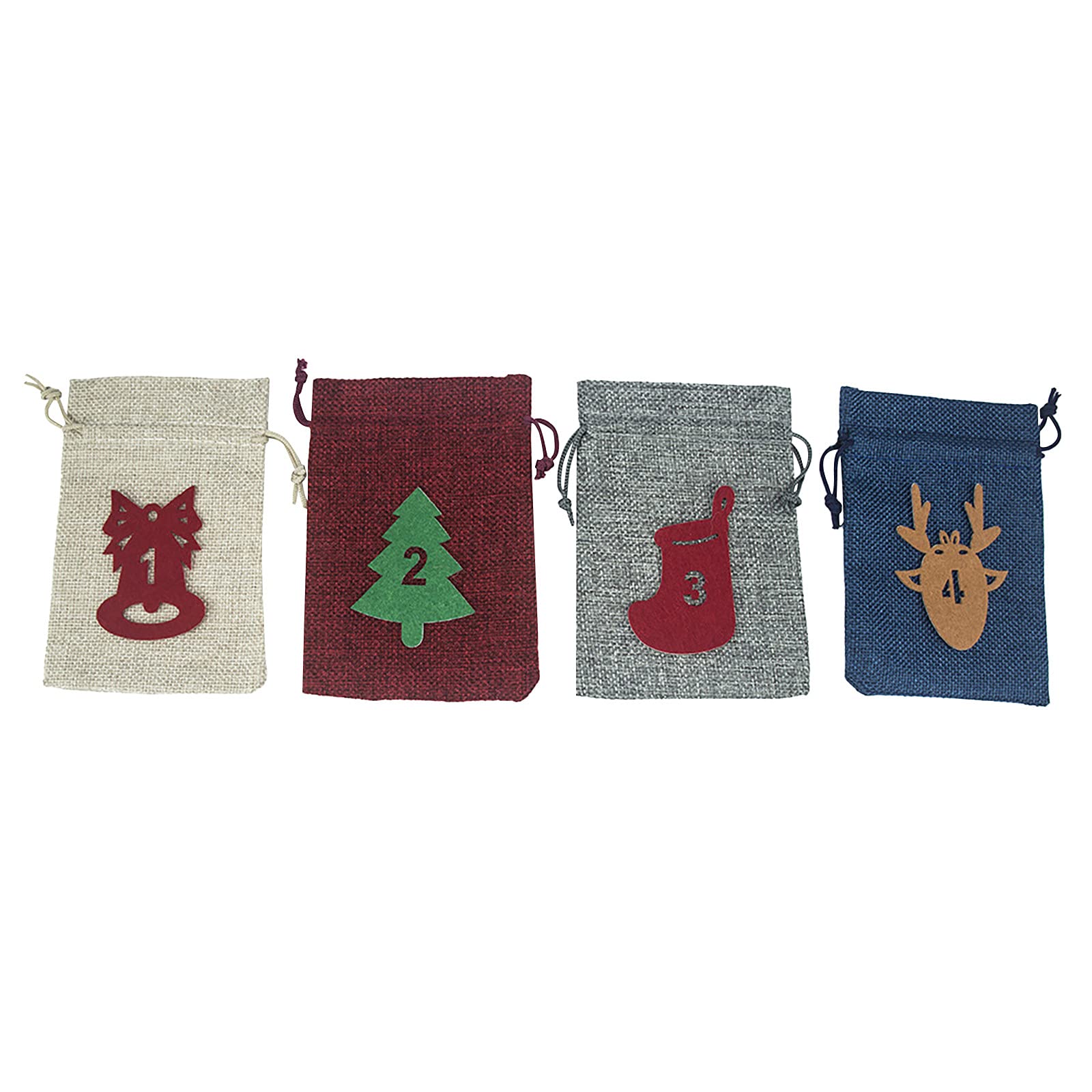 24 Days Christmas Advent Calendar Countdown Bags - Burlap & Felt Holiday Decor for Home, Party, and Gift Giving