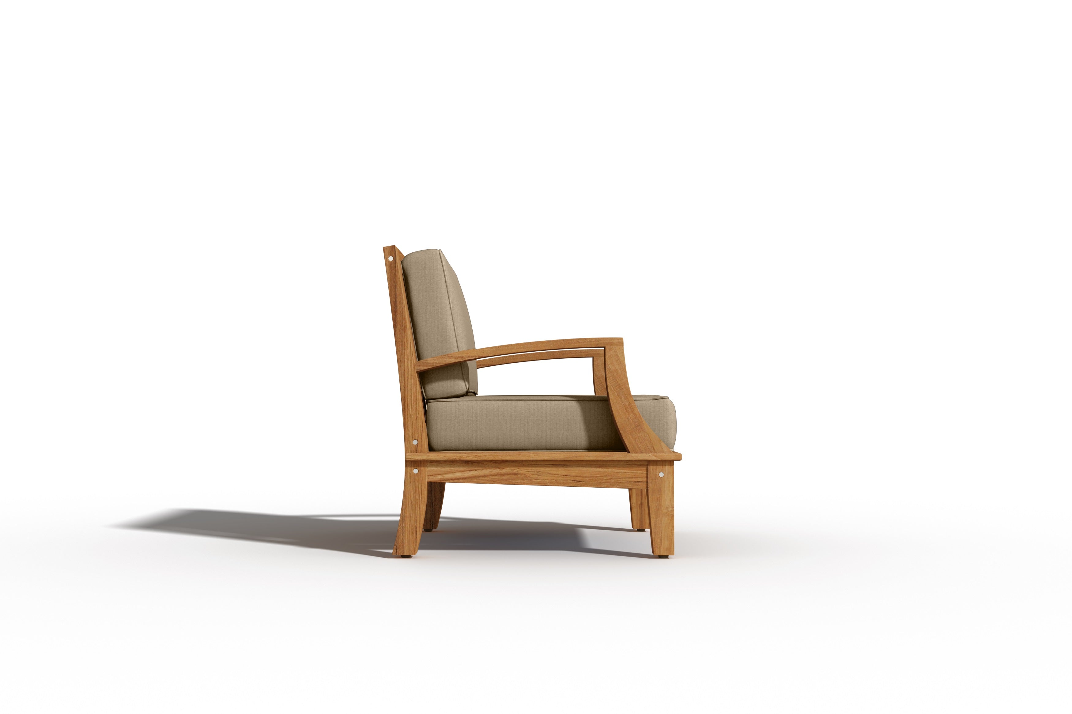 Premium Eliane Teak Outdoor Club Chair with Sunbrella Fawn Cushion - Weather-Resistant Patio Furniture for Garden, Poolside & Deck Relaxation