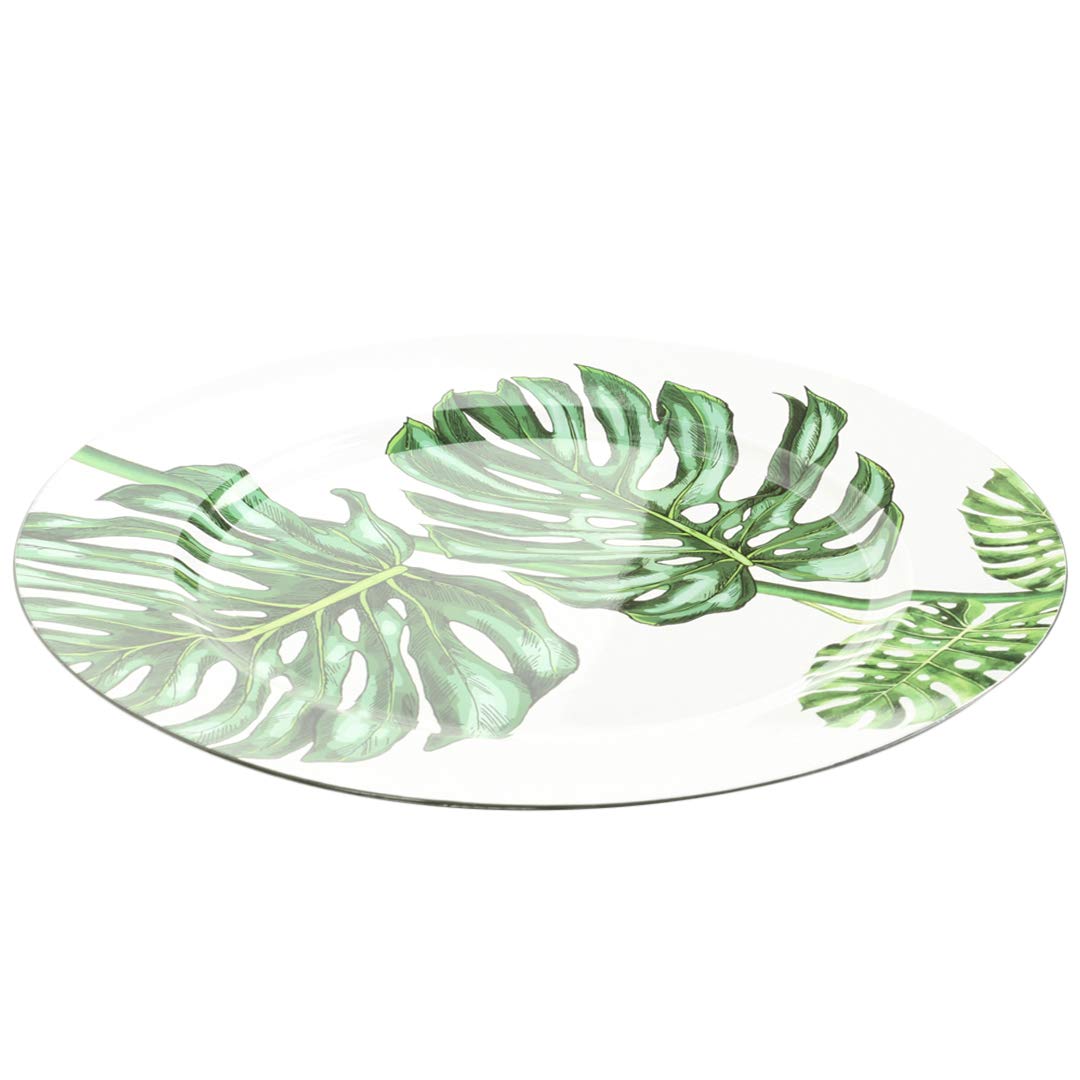Koyal Wholesale 4-Pack Monstera Tropical Leaf Charger Plates | Palm Leaf Party Plates for Wedding, Birthday & Tropical Theme Decor | Eco-Friendly Dinnerware for Events
