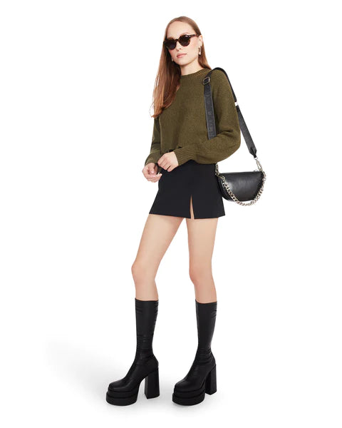 Camille Sweater - Olive Night Green Women's Knit Pullover | Cozy Fall & Winter Fashion for Casual Outings
