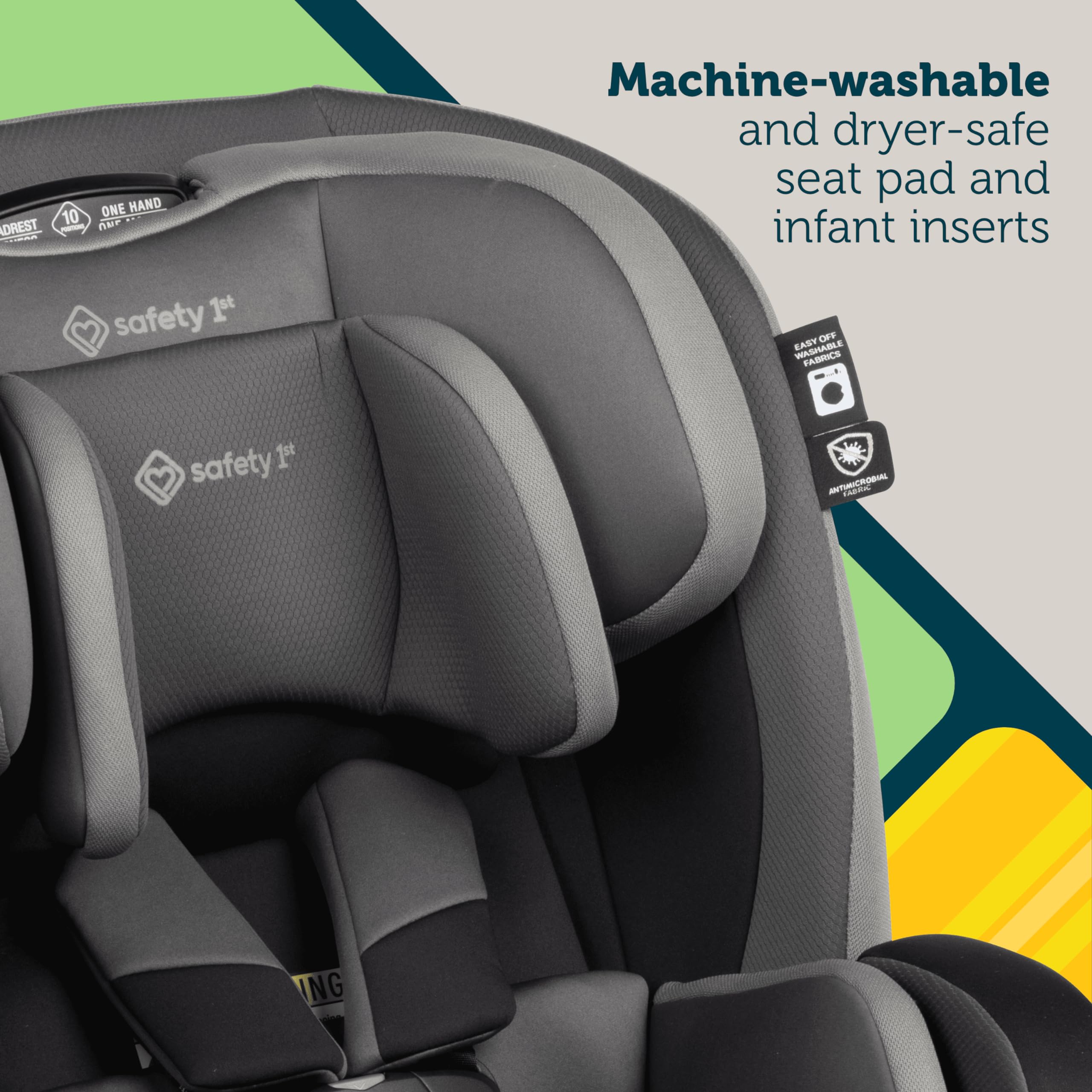 Safety 1st Everslim DLX Slim Convertible Car Seat - 4-in-1 Child Safety Car Seat for Babies 5-100 lbs | Rear & Forward Facing | Compact Design for Small Cars | Perfect for Travel & Daily Commute