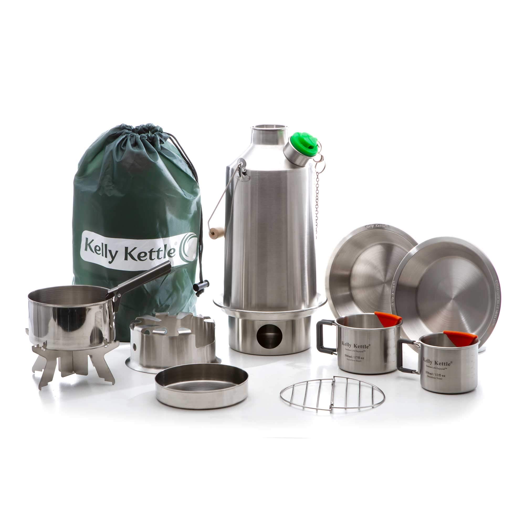 Kelly Kettle Ultimate Base Camp Kit – 54 oz Large Stainless Steel Camping Kettle with Whistle | Lightweight Portable Outdoor Boiling System | Perfect for Fishing, Hunting, Hiking & Emergency Preparedness