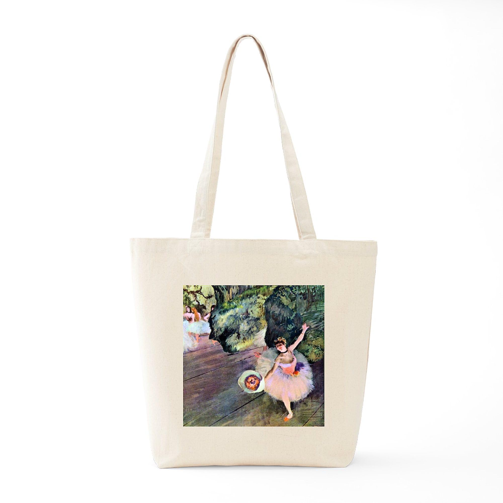 Edgar Degas Dancer With Flowers Canvas Tote Bag - Reusable Natural Shopping Bag for Women, Grocery, Beach & Work - Eco-Friendly Cotton Tote with Art Print